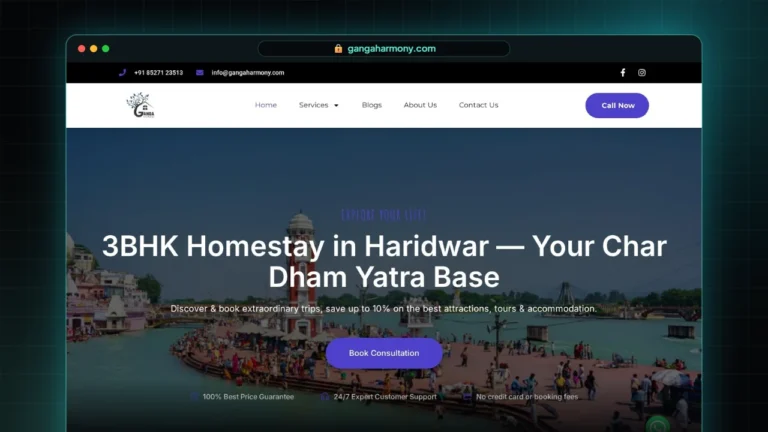 Ganga Harmony homepage, designed and built by RankYouUp